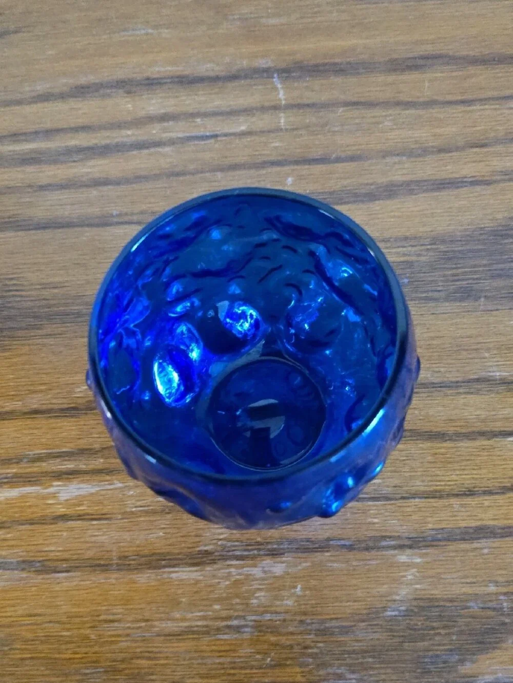 Mid-Century El Rancho Bryce Cobalt Blue Textured Glass Candle Holder Tote 13